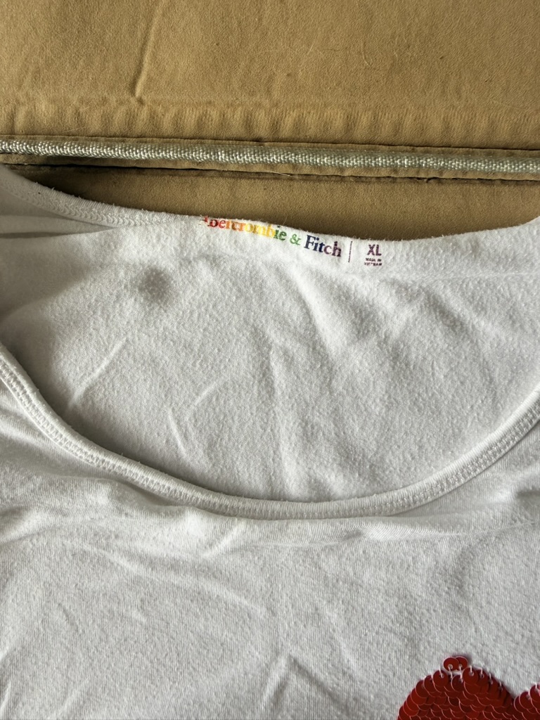 Abercrombie & Fitch White Rainbow Sequin Heart Bodysuit XL PRIDE image 4