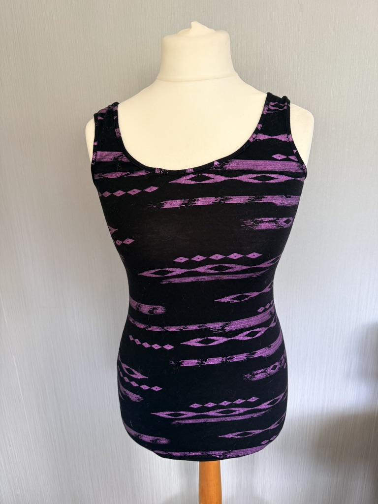 Atmosphere Black & Purple Sleeveless Tank Top UK 6