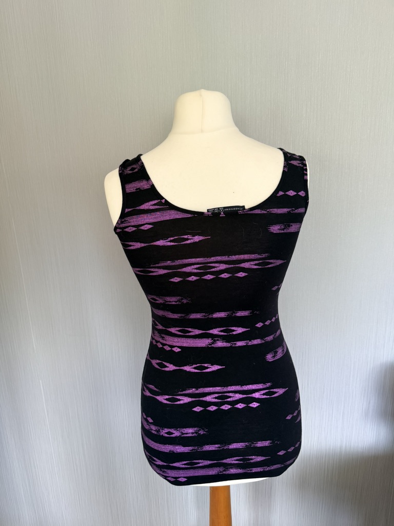 Atmosphere Black & Purple Sleeveless Tank Top UK 6 image 5