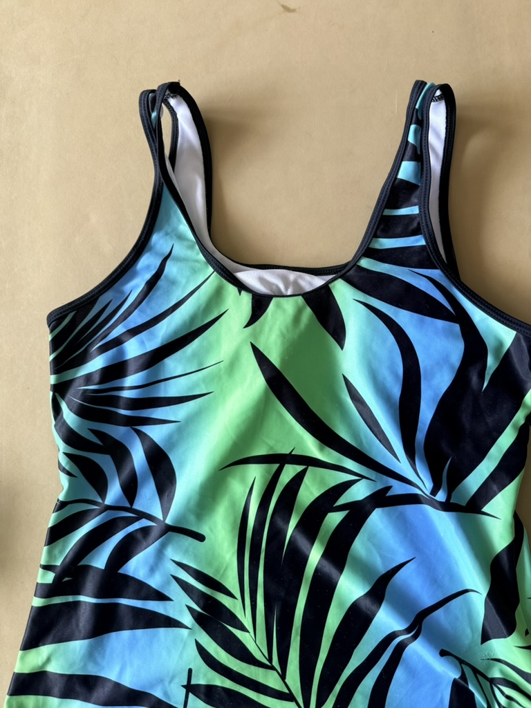 Unbranded Green & Blue Tropical Print Tankini Top & Black Shorts XL image 4