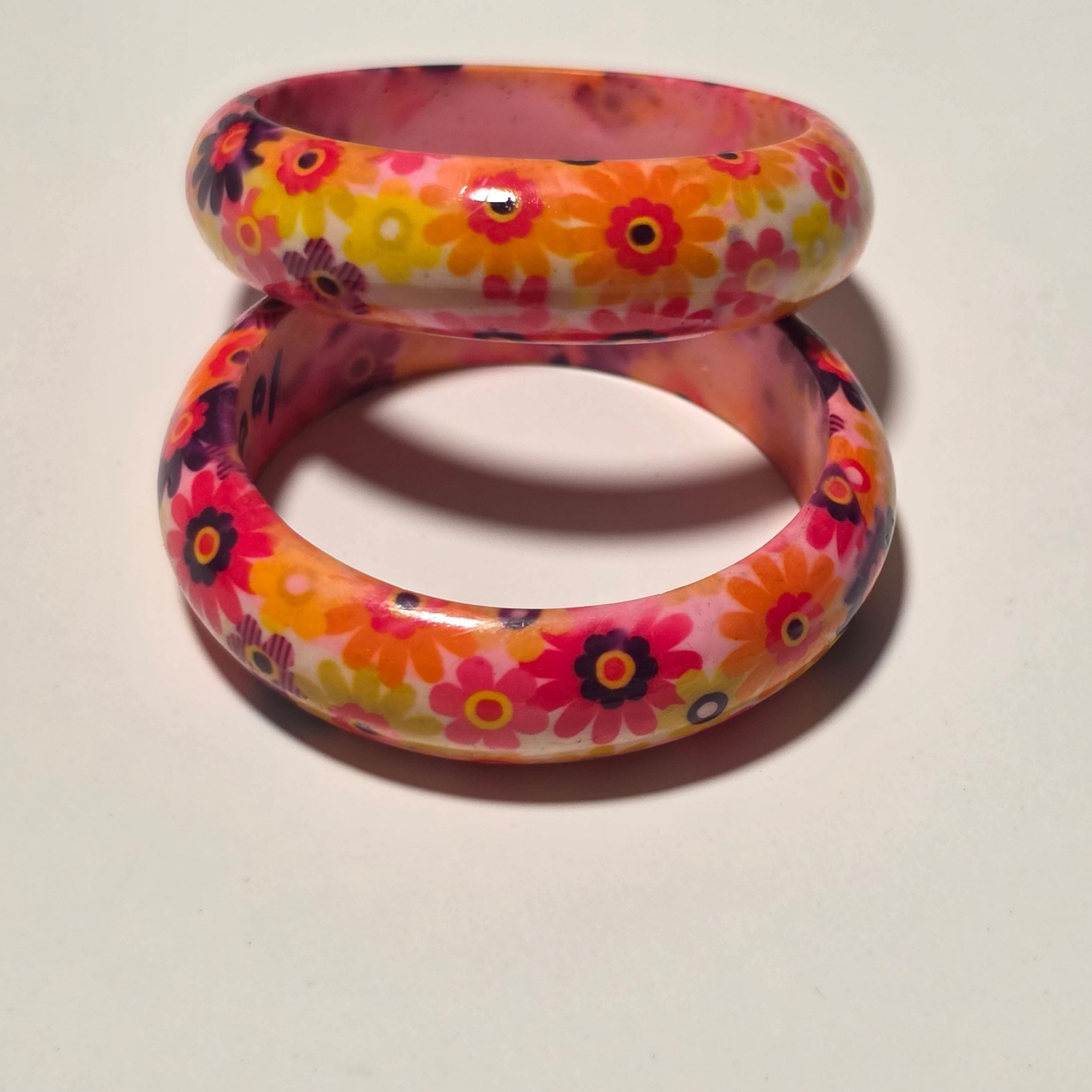 Vintage Floral Pattern Resin Bangles Multi Colour