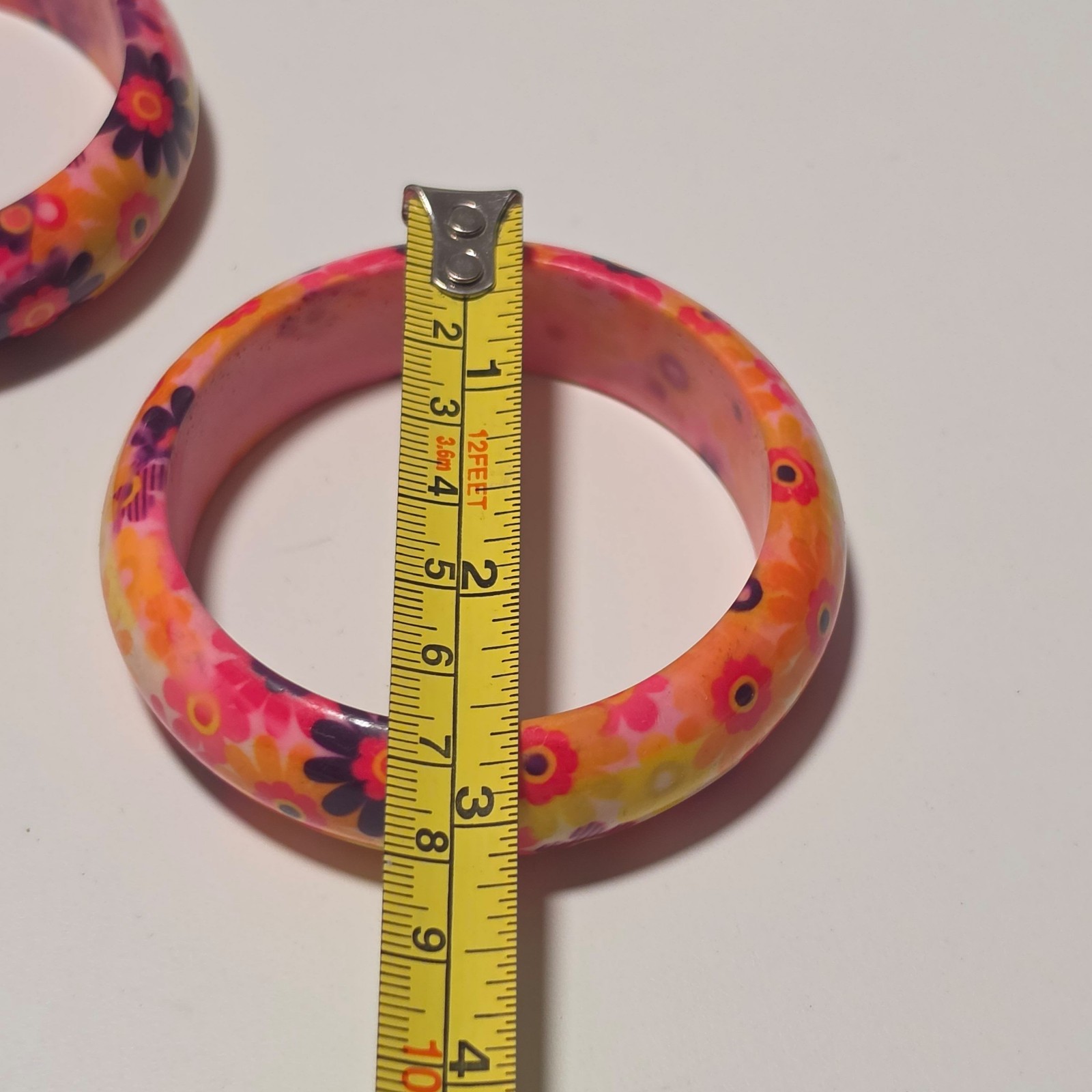 Vintage Floral Pattern Resin Bangles Multi Colour image 3