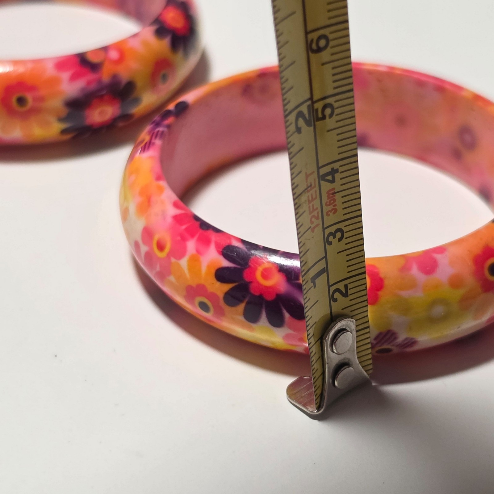 Vintage Floral Pattern Resin Bangles Multi Colour image 4