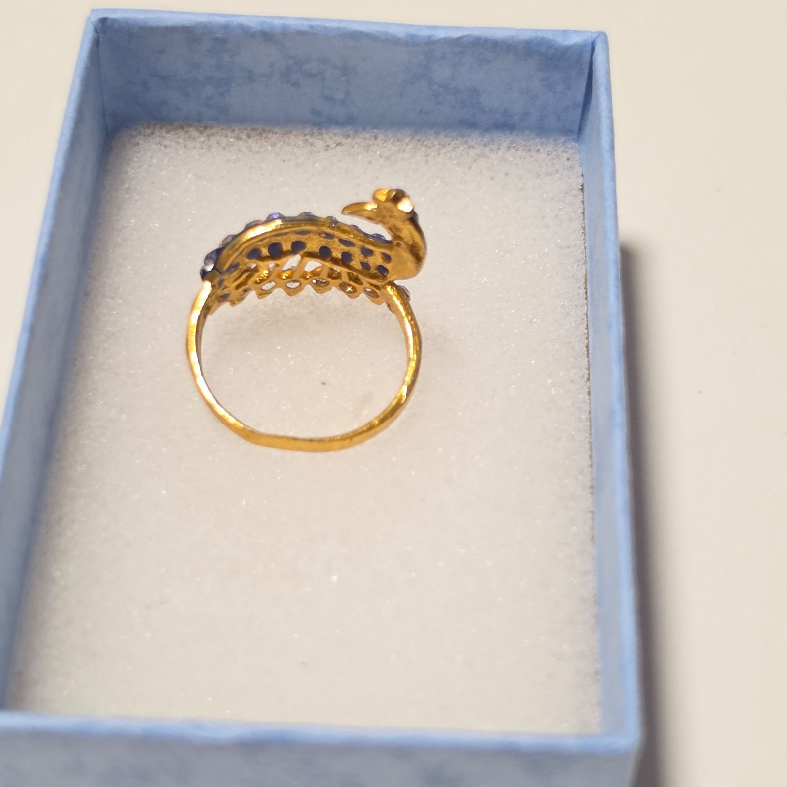 Cosrume Gold & Blue Peacock Design Ring . image 3