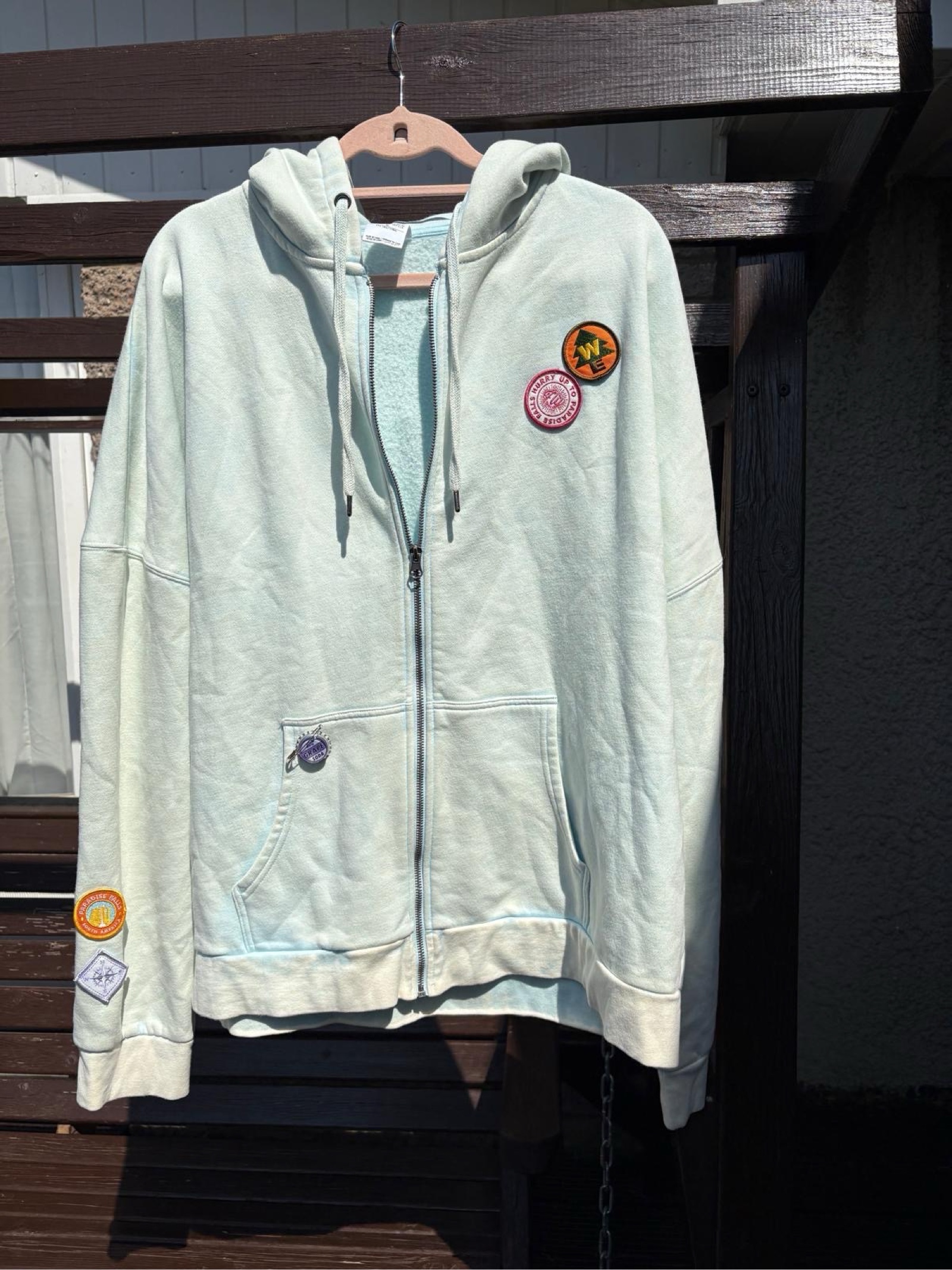 Disney Light Green Paradise Falls Patch Hoodie XL Women