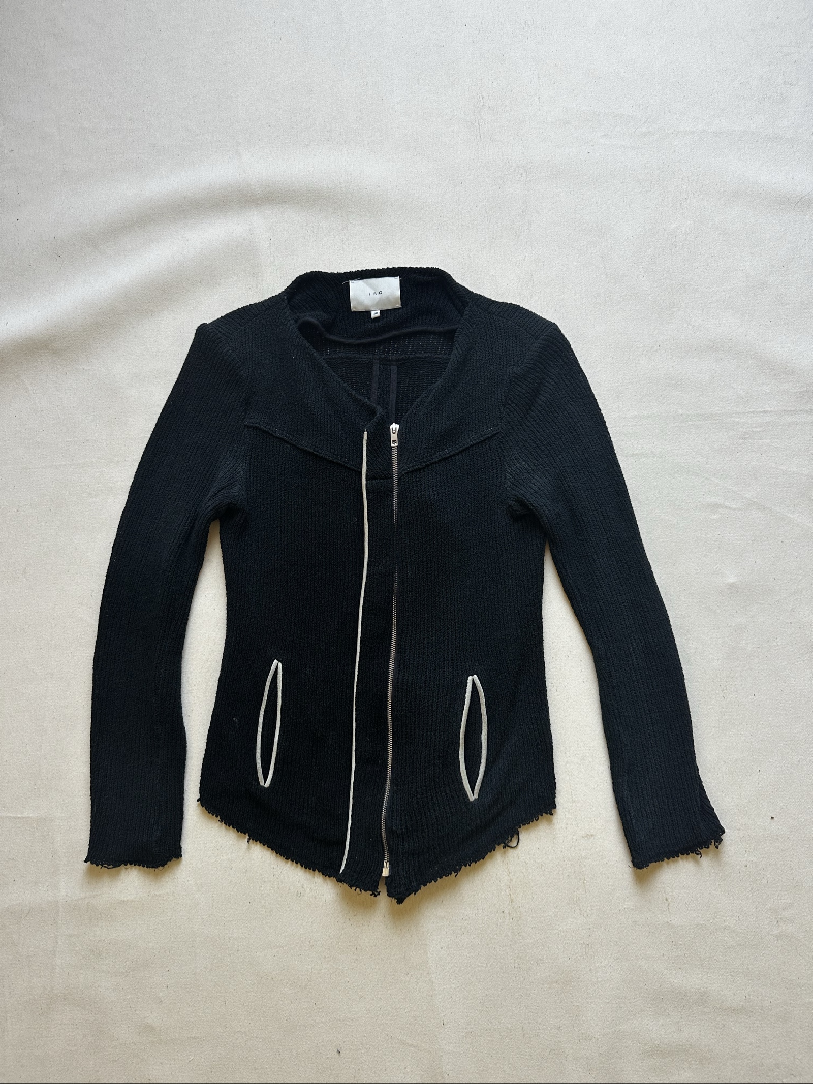 IRO Black Knit Zip Jacket Size 36 Women's