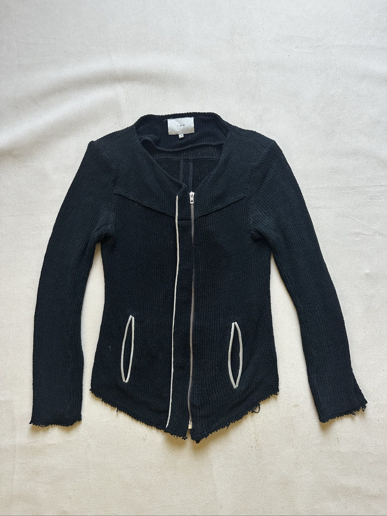 IRO Black Knit Zip Jacket Size 36 Women's image 4
