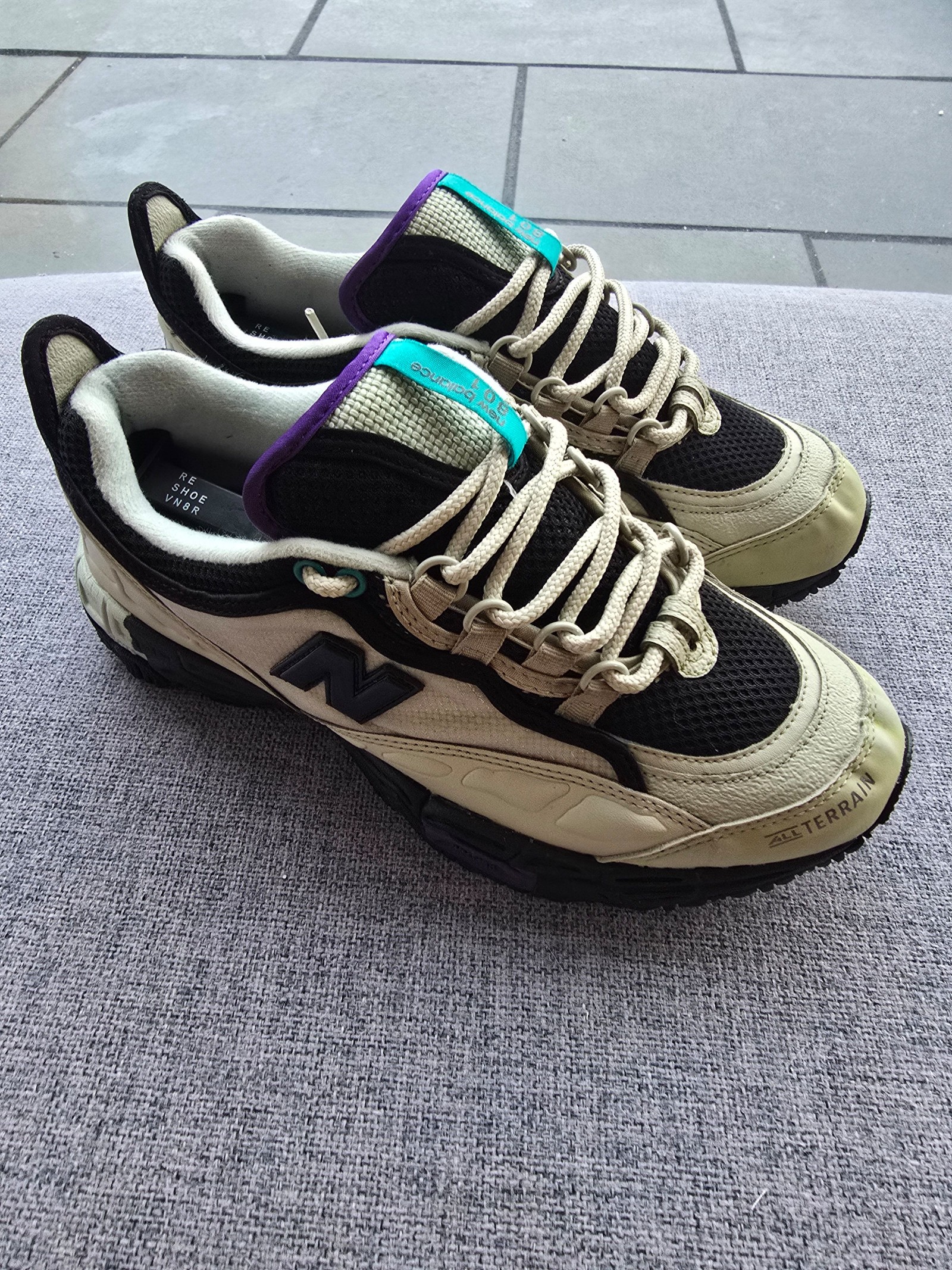 New Balance Beige, Black & Purple 801 Sneakers UK 7.5