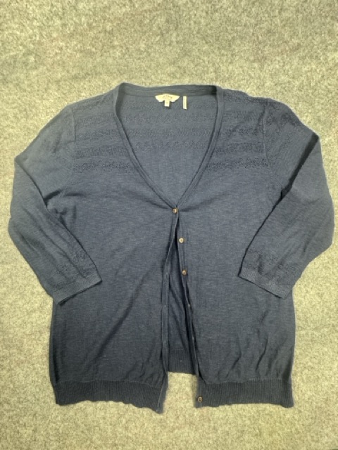 FatFace Navy Lightweight Pointelle V-Neck Cardigan UK 16