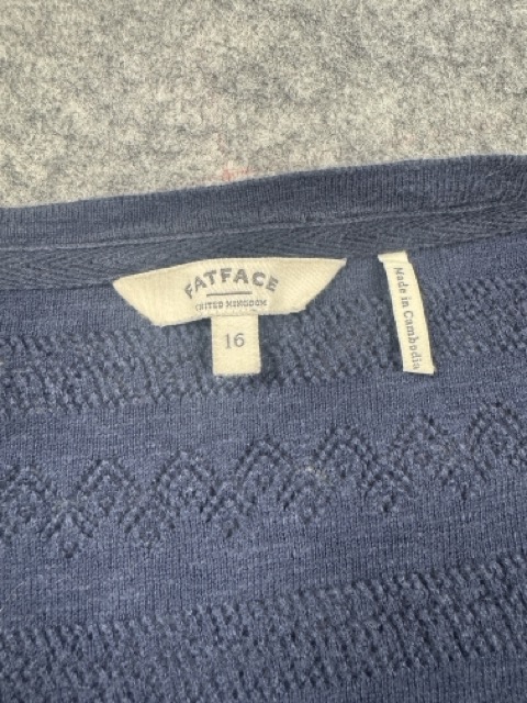 FatFace Navy Lightweight Pointelle V-Neck Cardigan UK 16 image 2