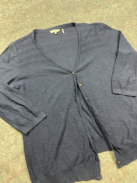 FatFace Navy Lightweight Pointelle V-Neck Cardigan UK 16 image 3