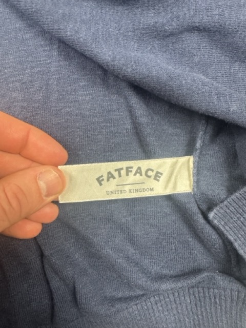 FatFace Navy Lightweight Pointelle V-Neck Cardigan UK 16 image 4