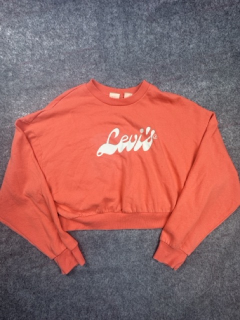 Levi's Coral Cropped Logo Sweatshirt Small Pink/Coral