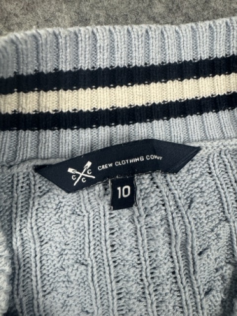Crew Clothing Company Light Blue Cable V-Neck Cricket Jumper Size 10 image 3