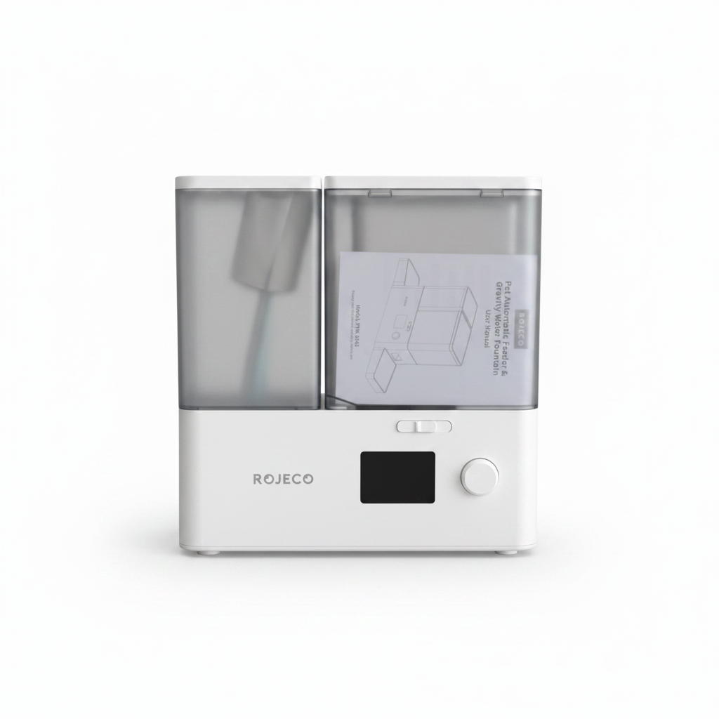 Rojeco White 2-in-1 Automatic Pet Feeder & Gravity Water Fountain image 2