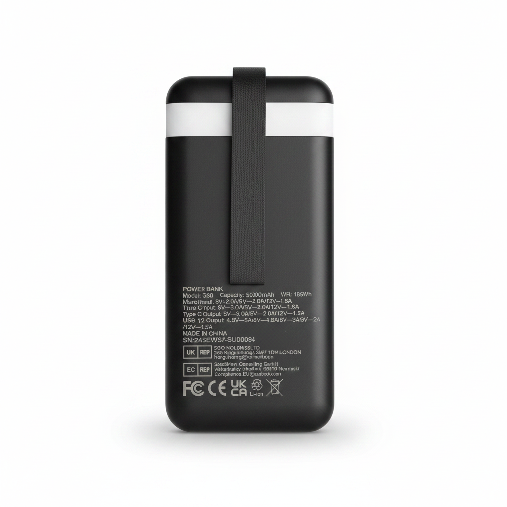 Black 50000mAh Power Bank with Digital Display & USB-C image 2