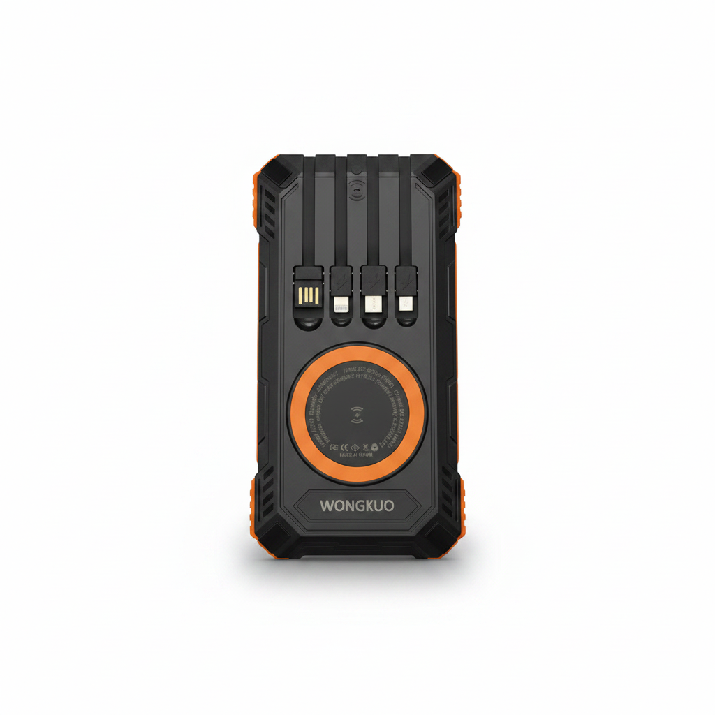 Wongkuo Black & Orange Solar Power Bank with Wireless Charging image 3