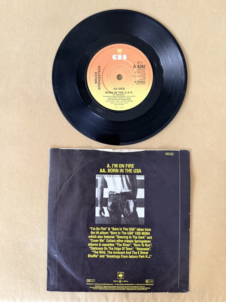 Bruce Springsteen Born in the USA & I'm on Fire Vinyl 7 Inch Single Record image 2