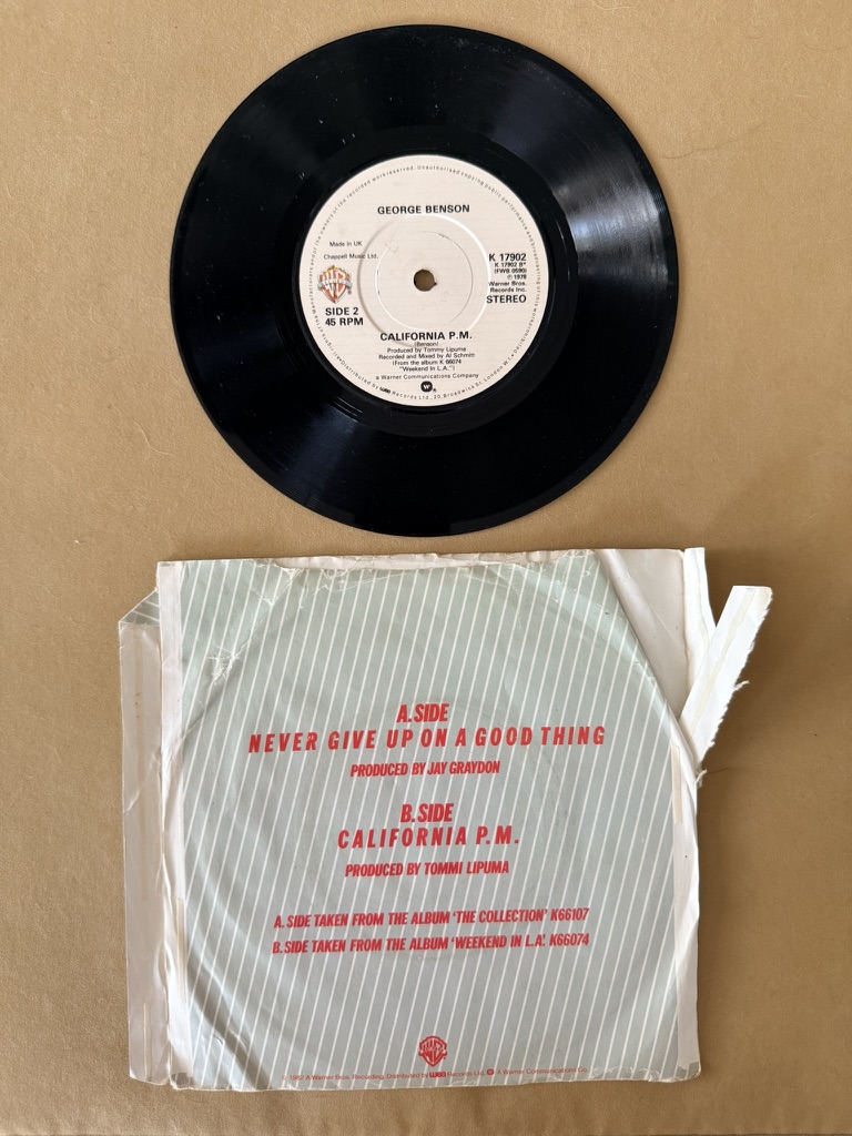 George Benson Never Give Up On A Good Thing Vinyl Single 7" record image 2