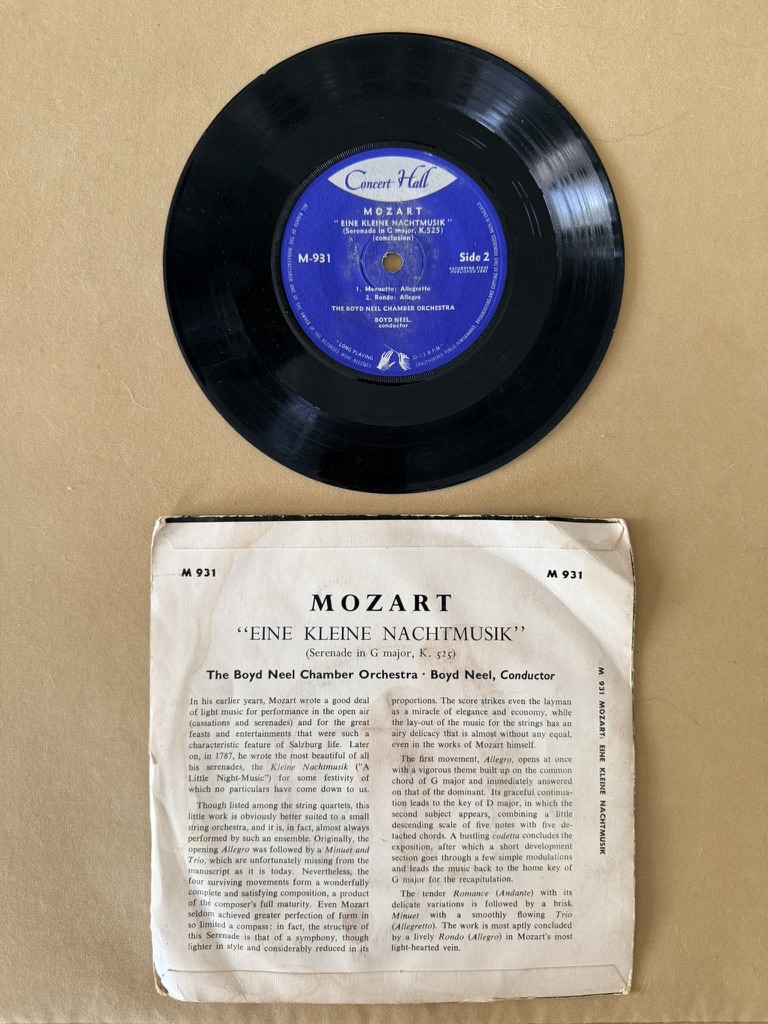 Mozart Eine Kleine Nachtmusik Vinyl Record M-931 7" single image 2