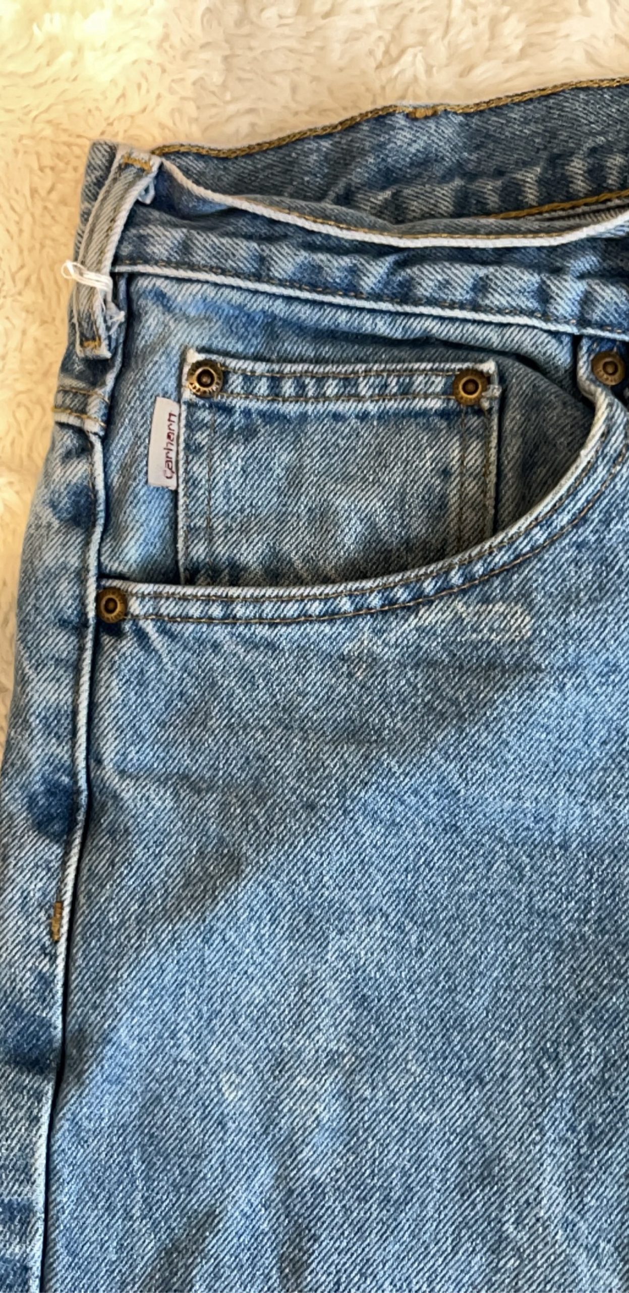 Carhartt Men's W36 L36 Blue Straight Leg Denim Jeans Durable Workwear image 3