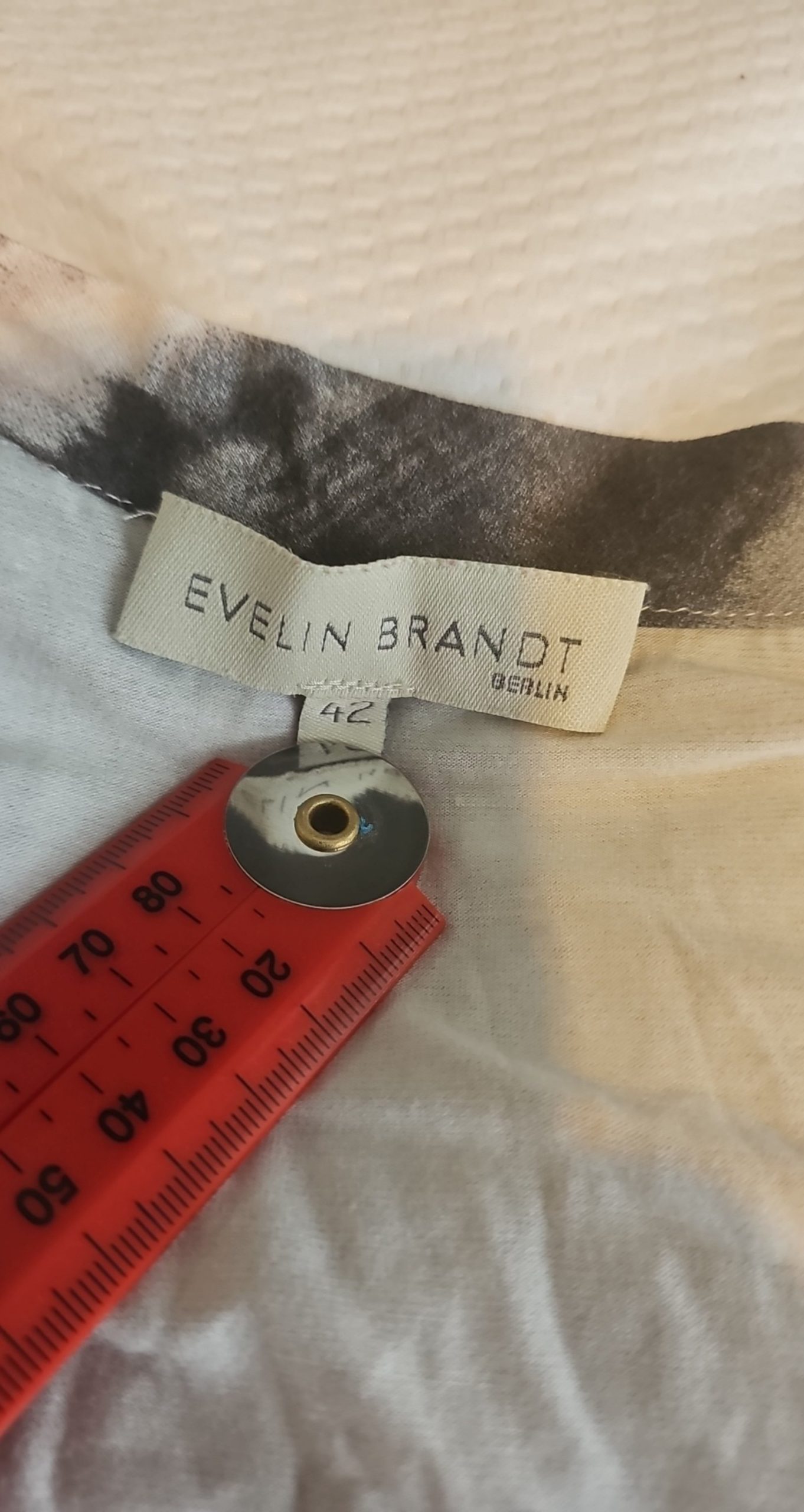Evelin Brandt Black, White & Beige Tie Dye Top Women Size 14 image 4