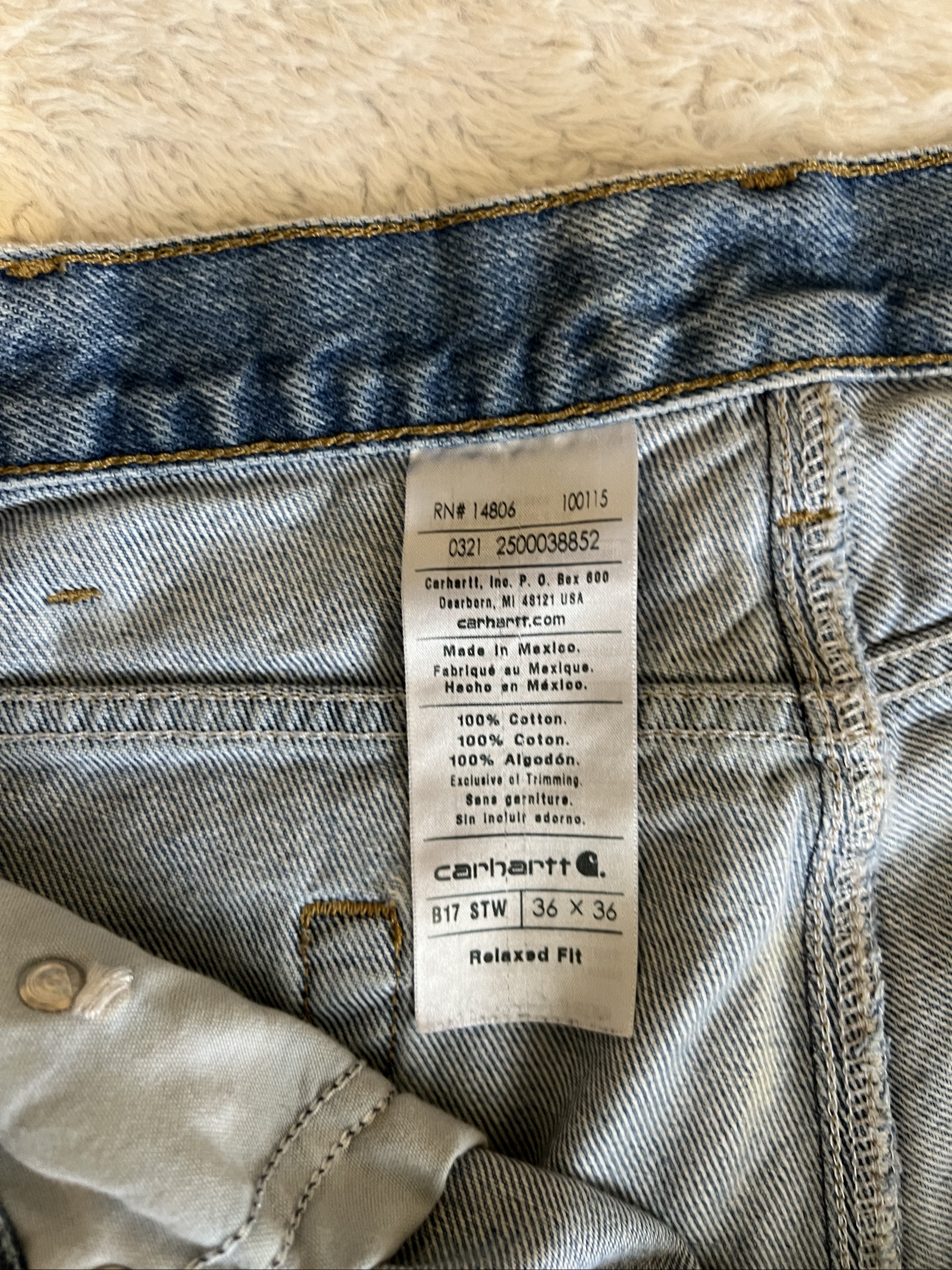 Carhartt Men's W36 L36 Blue Straight Leg Denim Jeans Durable Workwear image 7