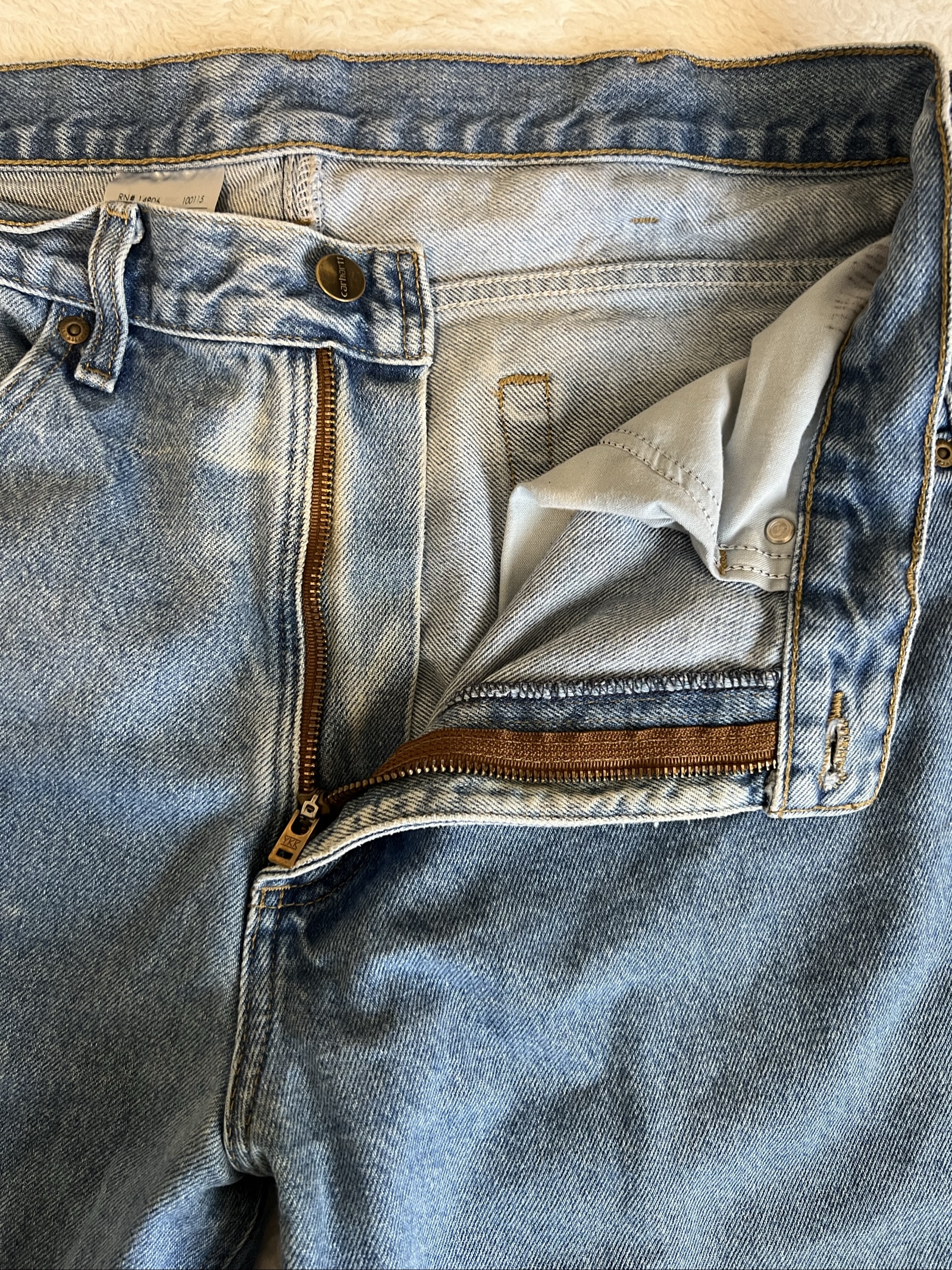 Carhartt Men's W36 L36 Blue Straight Leg Denim Jeans Durable Workwear image 6