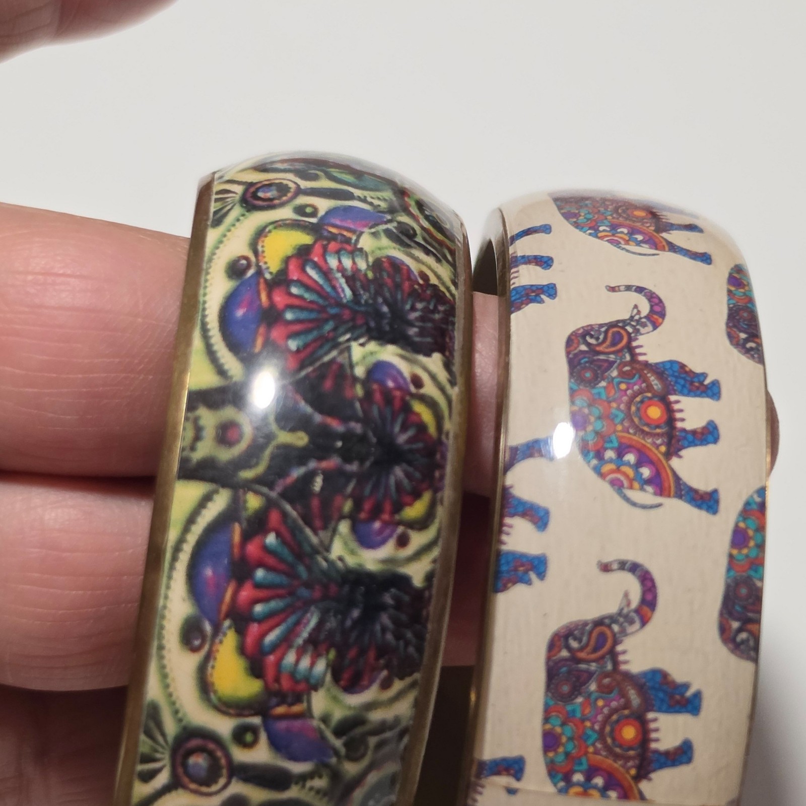 Multi-Coloured Elephant & Floral Pattern Bangle set image 4