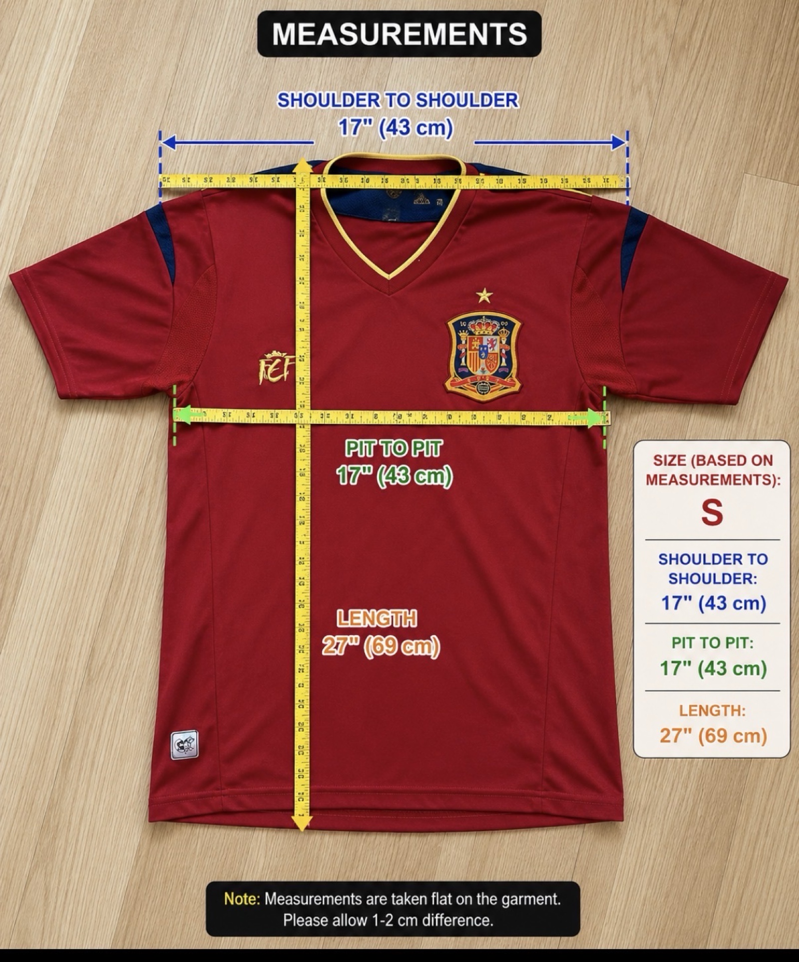 Official RFEF Spain Home Football Shirt Jersey Red Men’s Size S 17” Pit to Pit image 8