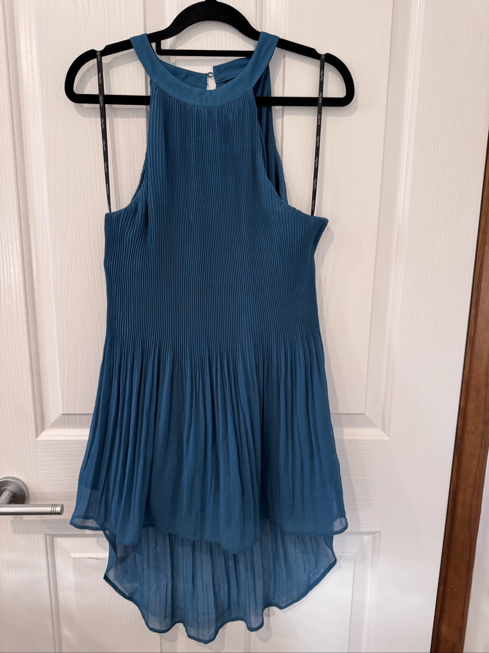 City Chic Teal Pleated Sleeveless Tunic XS