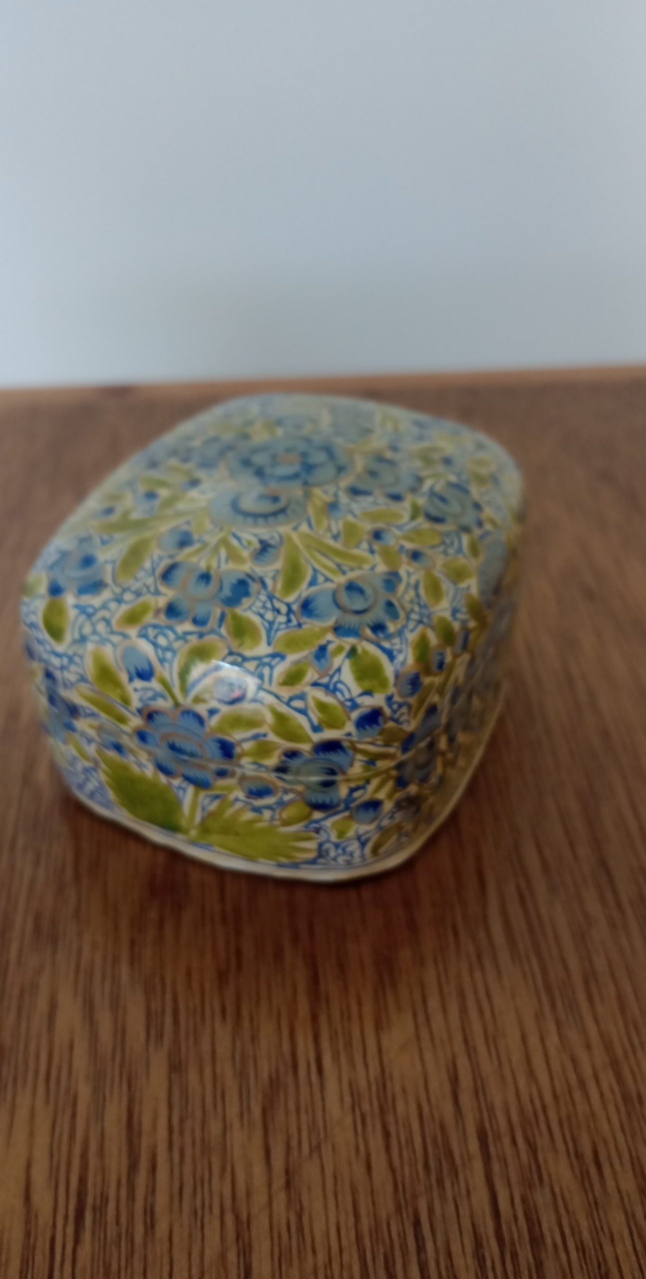 Vintage Blue & Green Floral paper mache Trinket Box Other image 2