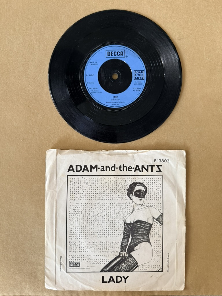 Adam & the Ants Vinyl 45 RPM Single Young Parisians / Lady record image 2