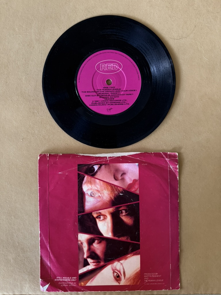 Human League The Sound of the Crowd 7-Inch Vinyl Single Red Label record image 2