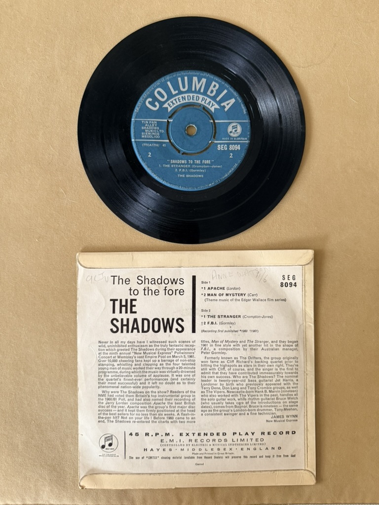 The Shadows The Shadows to the Fore Vinyl Record EP 7" image 2