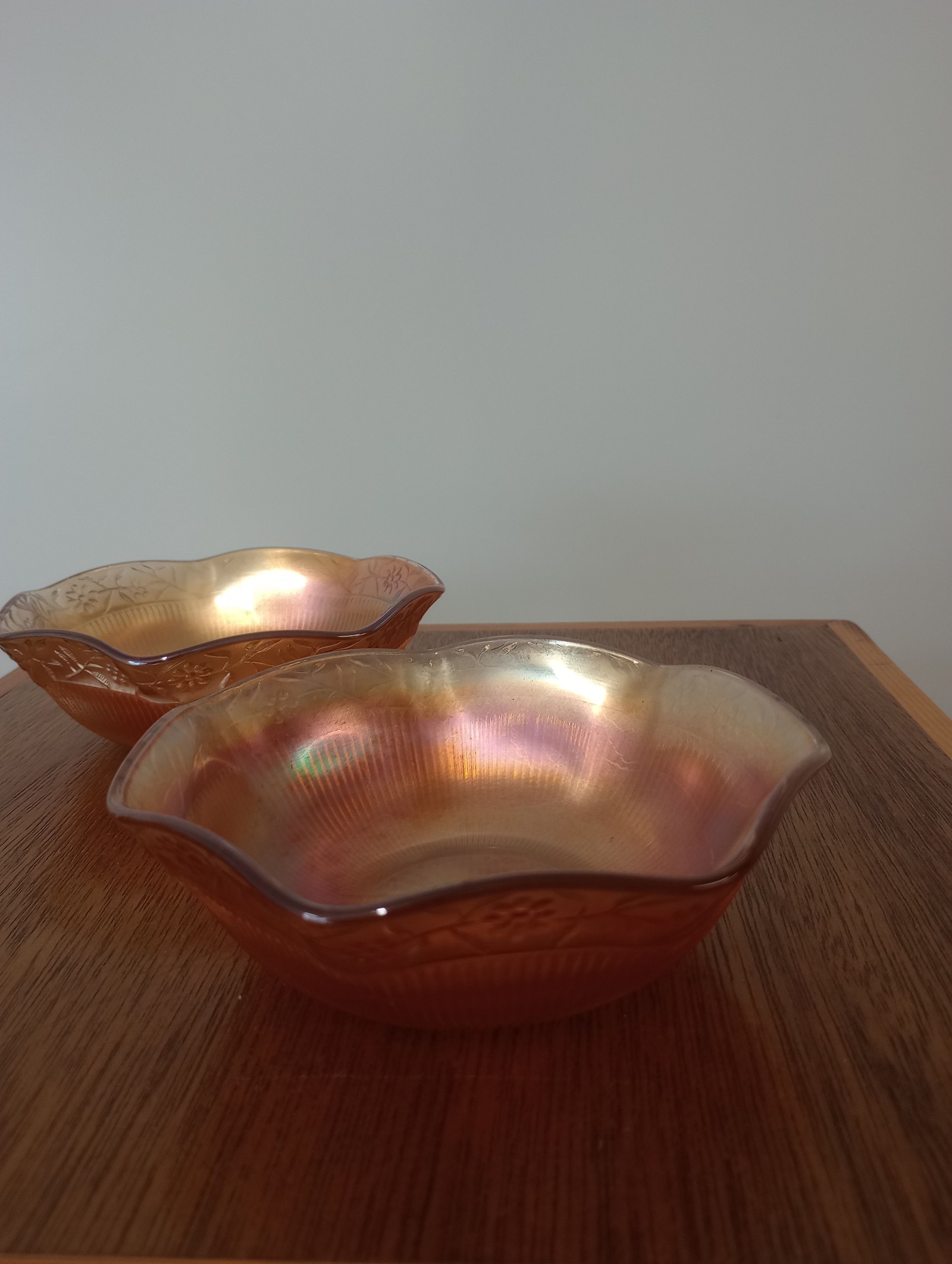 Vintage Iridescent Carnival Glass Bowls Set of 2 Multi Colour Other image 2