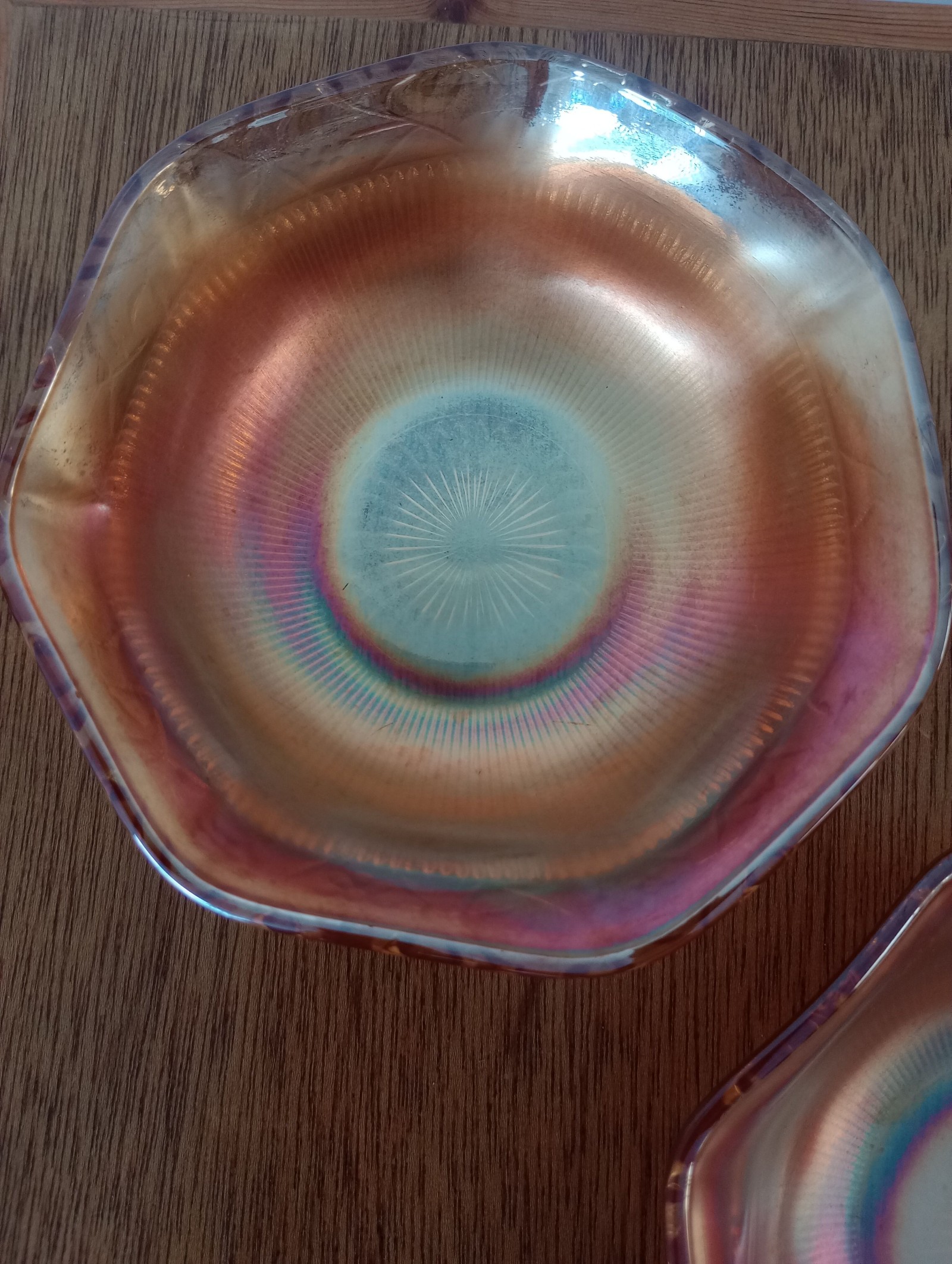 Vintage Iridescent Carnival Glass Bowls Set of 2 Multi Colour Other image 7