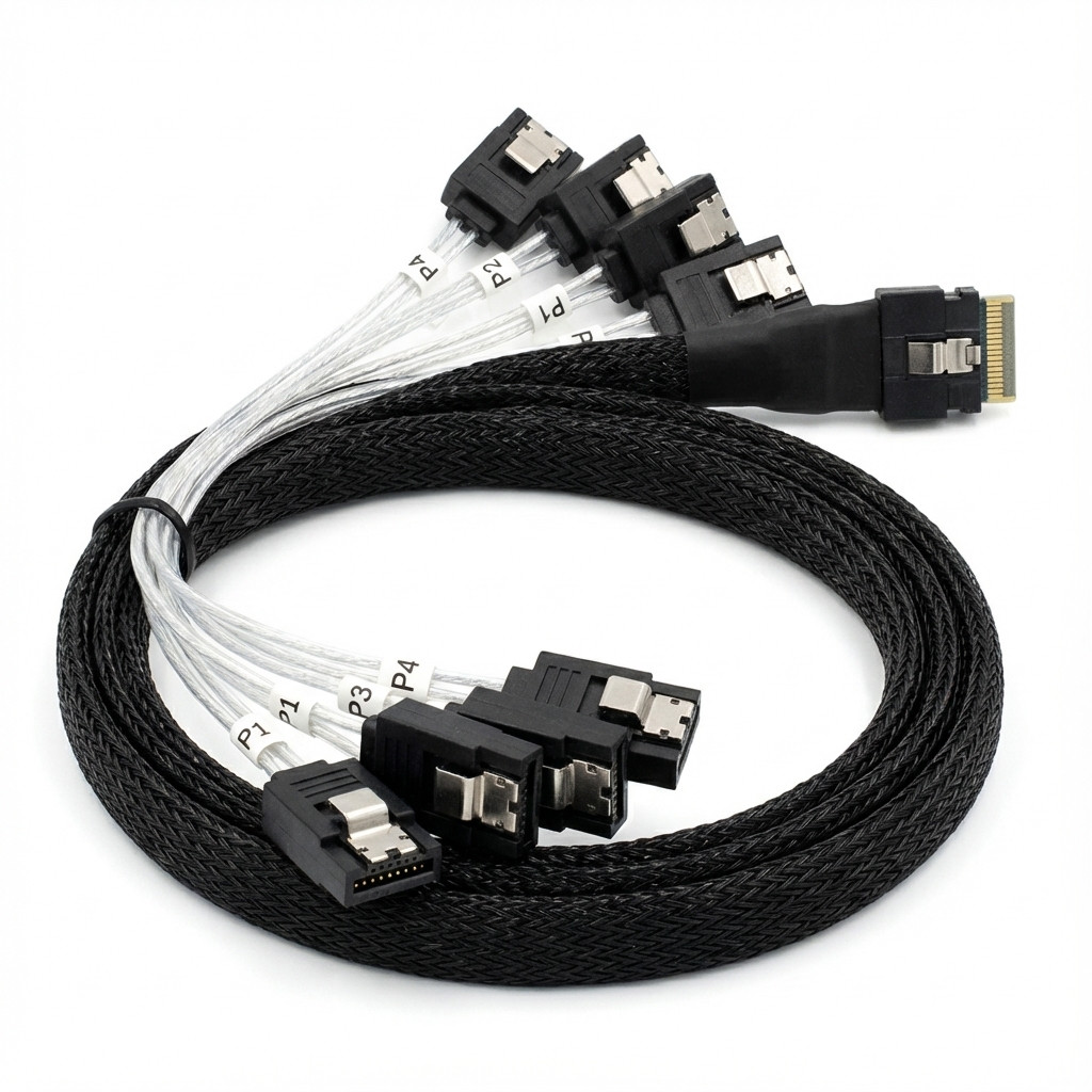 Mini SAS to 4x SATA Data Cable Black