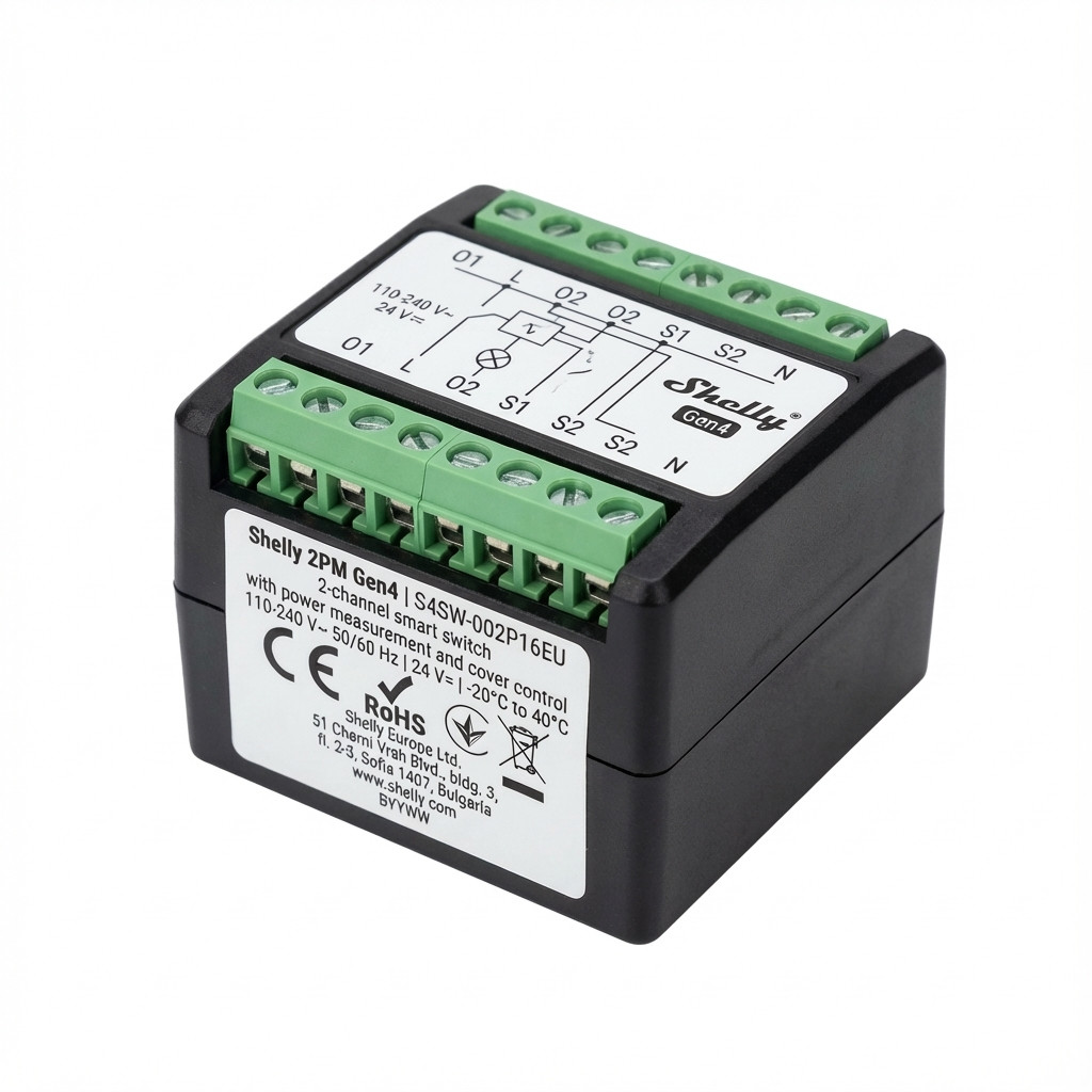 Shelly Black 2PM Gen4 2-Channel Smart Switch