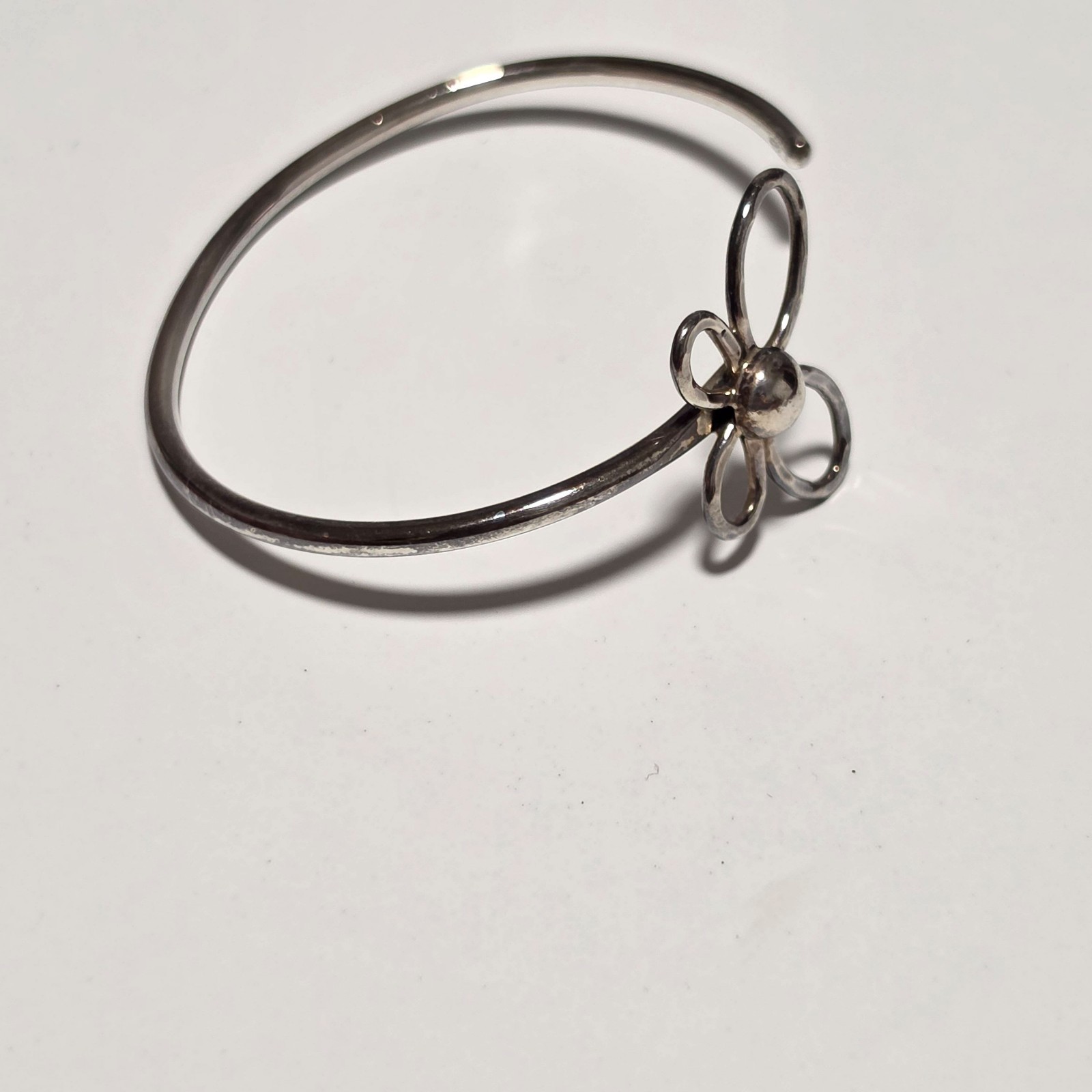 925 Sterling Silver Flower Cuff Bracelet image 2