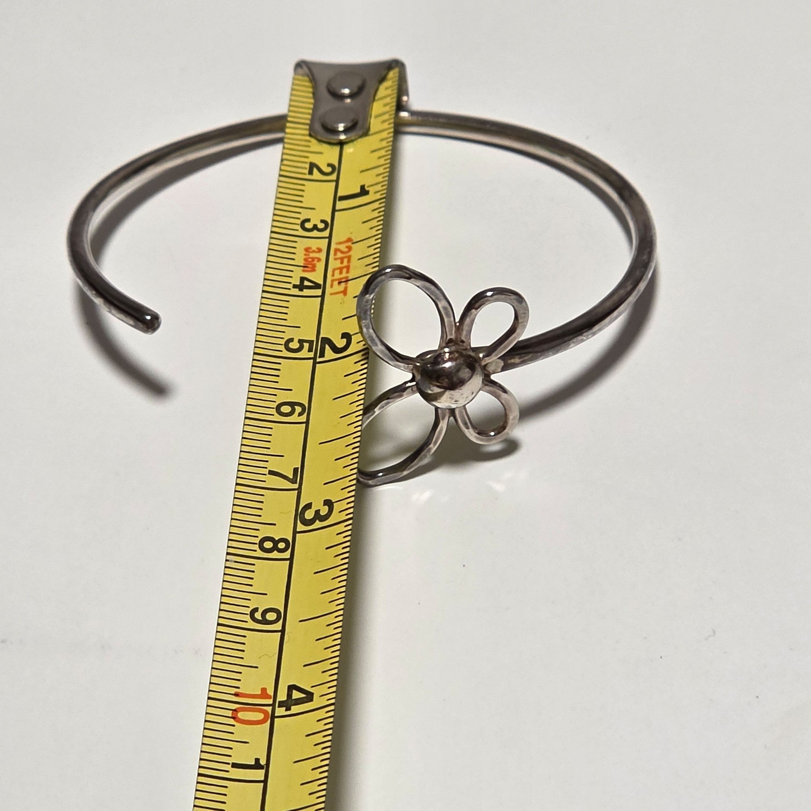 925 Sterling Silver Flower Cuff Bracelet image 5