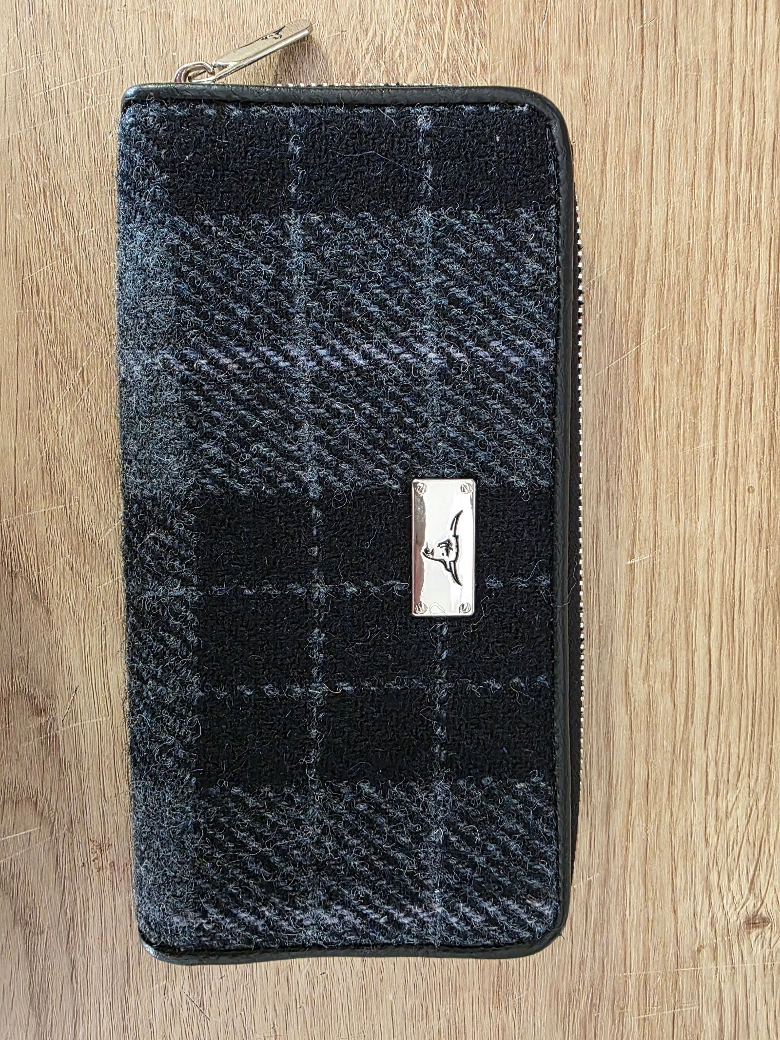 Harris Tweed Black & Grey Wool Zip Around Wallet Other