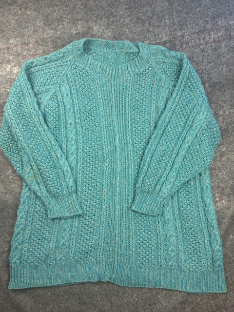Unbranded Turquoise Cable Knit Sweater Oversized Aran Style One Size
