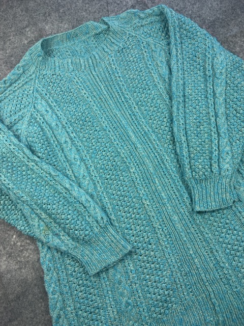 Unbranded Turquoise Cable Knit Sweater Oversized Aran Style One Size image 3