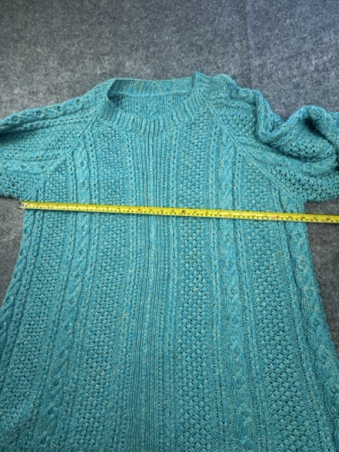 Unbranded Turquoise Cable Knit Sweater Oversized Aran Style One Size image 4