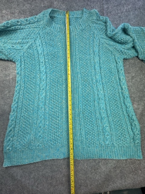 Unbranded Turquoise Cable Knit Sweater Oversized Aran Style One Size image 5