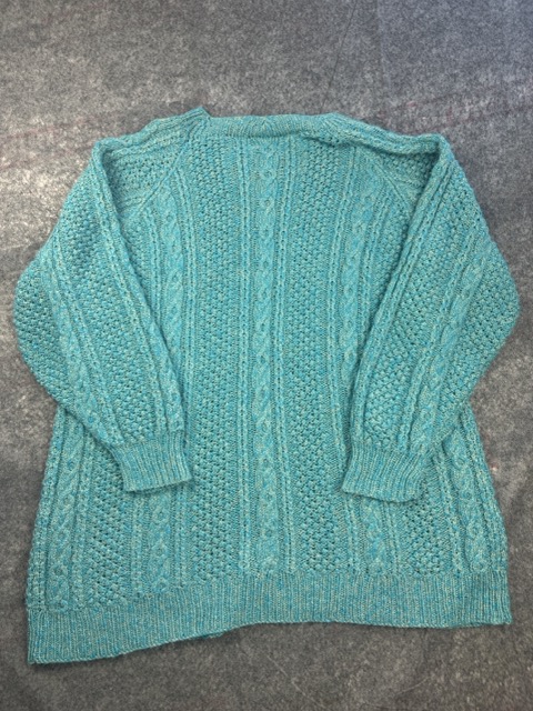Unbranded Turquoise Cable Knit Sweater Oversized Aran Style One Size image 6