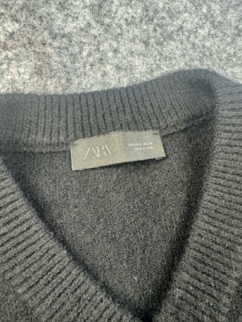 Zara Black V-Neck Wool Blend Jumper Size L image 2