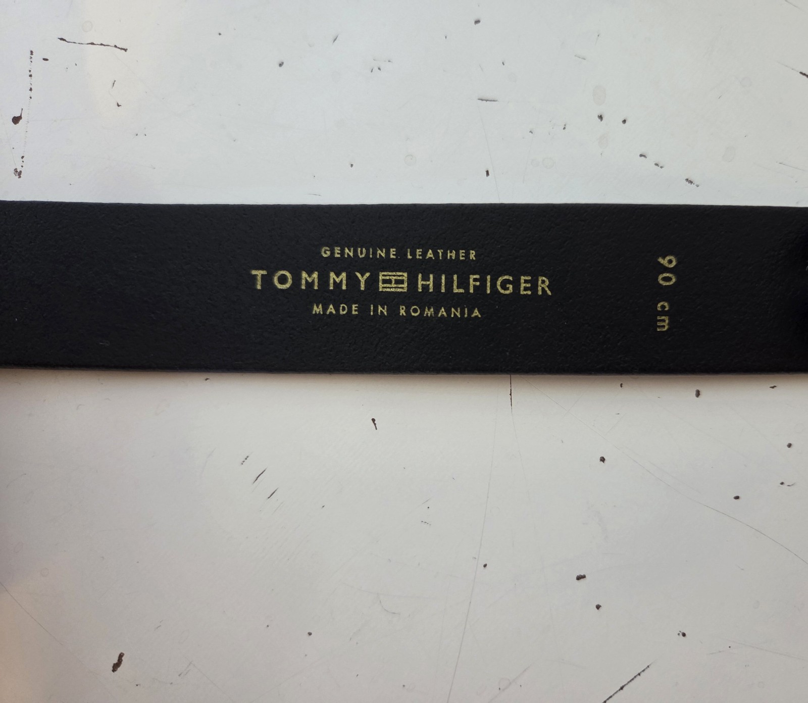 Tommy Hilfiger Black Genuine Leather Belt 90 cm Gold Buckle image 3