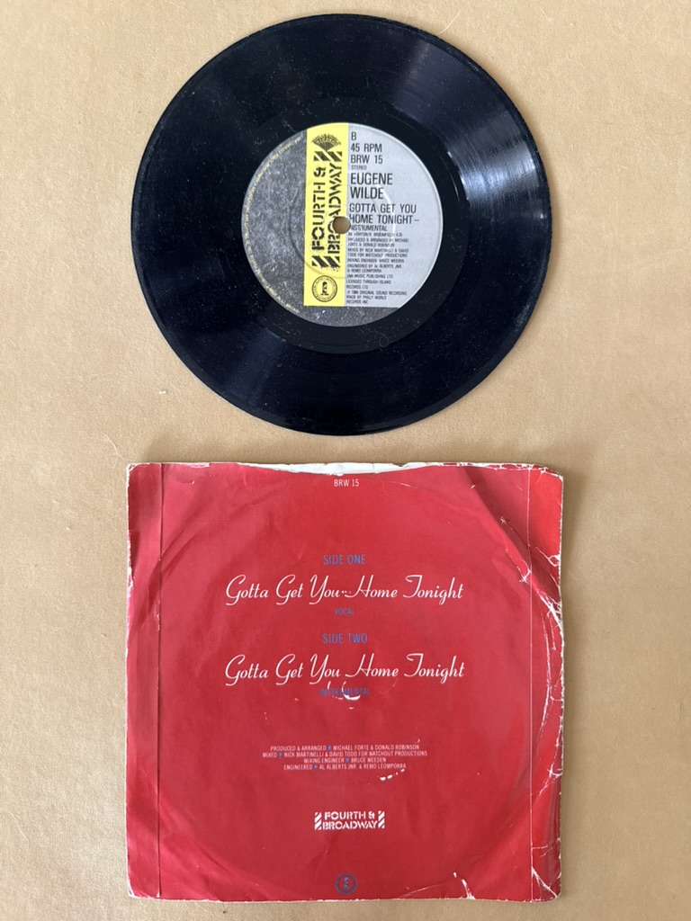 Eugene Wilde Black Vinyl 7-inch Single Gotta Get You Home Tonight Record image 2